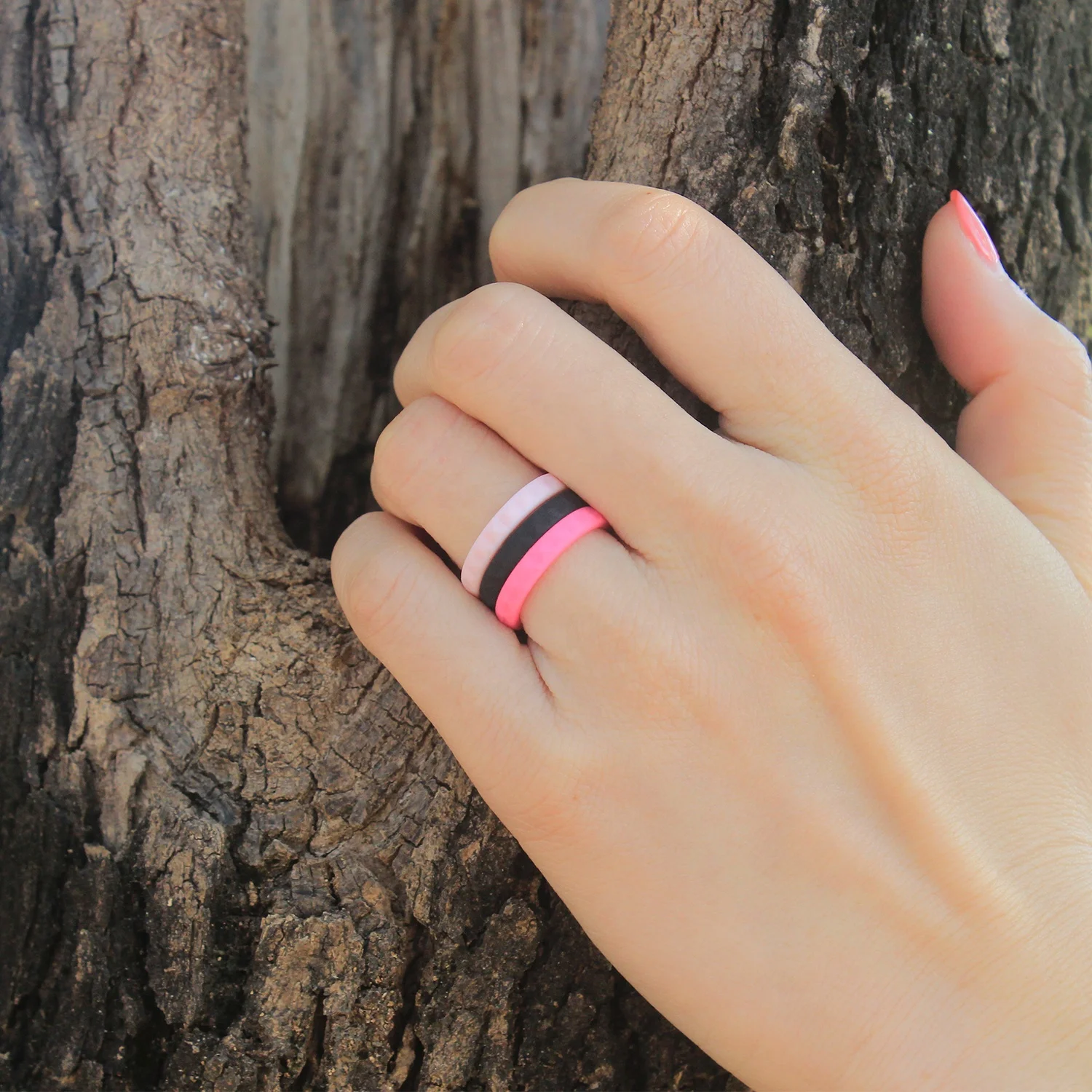 Elastic Comfortable Sports Ring Retangular Pyramid Stackable Wedding Ring