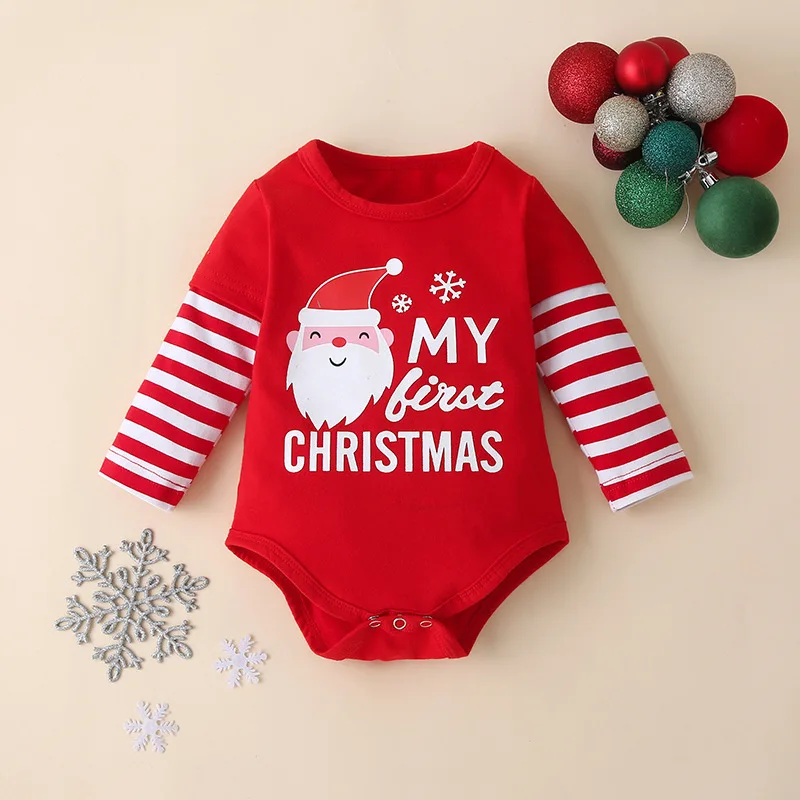 Custom toddler children gots certified organic cotton summer western print animal ribbed baby christmas pajamas suit set