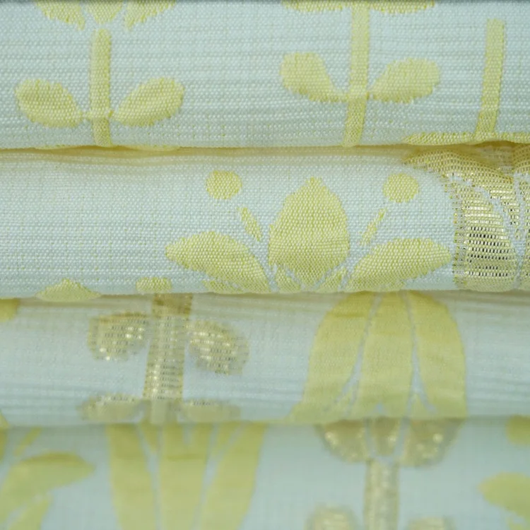 New design small bouquet leaves woven foam yarn dyed jacquard metallic fabric for dress cloth