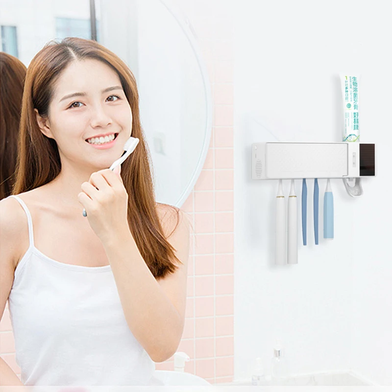 
Wall Mount Toothbrush Holder with toothbrush and Toothpaste Dispenser toothbrush sterilizer 