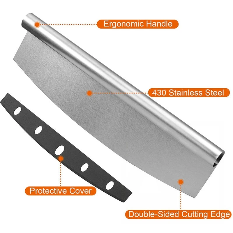 Stainless Steel Pizza Cutter Family Baking Cutting Tools Kitchen Dough Knife Steel Pizza Cutter with Protective Cover