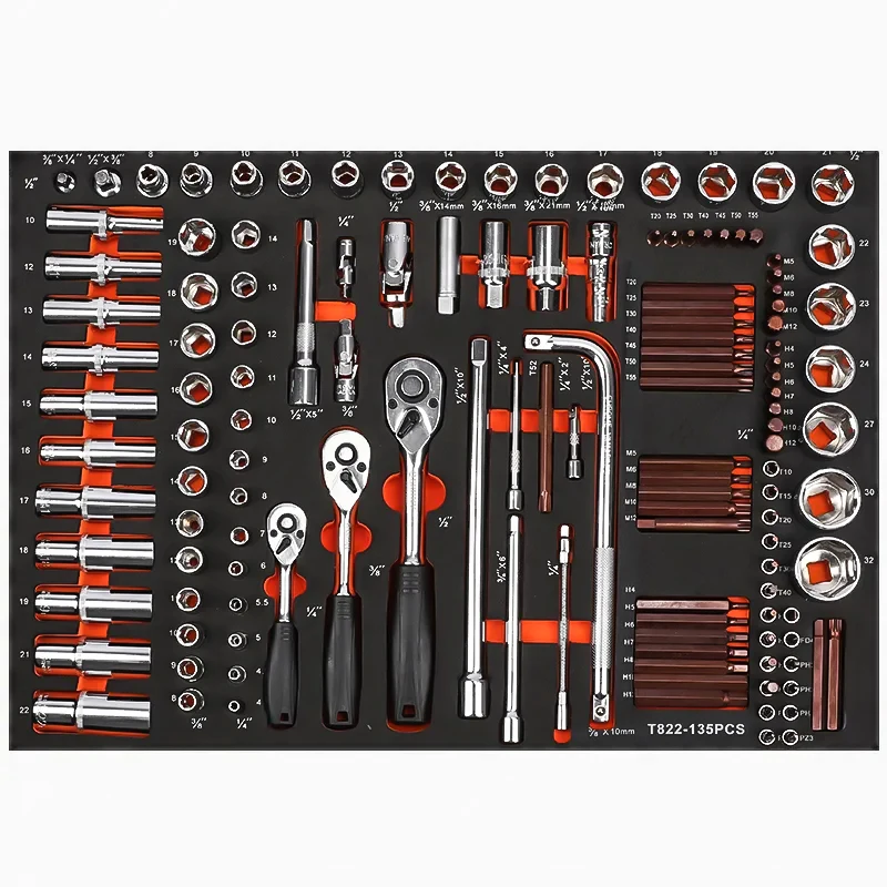 Tool Trolley Cabinet 45 Pcs 1/4 1/2 Hexagon Socket Spark Plug Socket Ratchet Spanner High Quality Vehicle Repair Tool Set