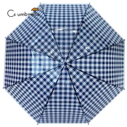 YS-1160 Hot Sale Cheap Clear Transparent Plastic J Handle Auto Open Umbrella Plaid Check Custom Printing POE Umbrella