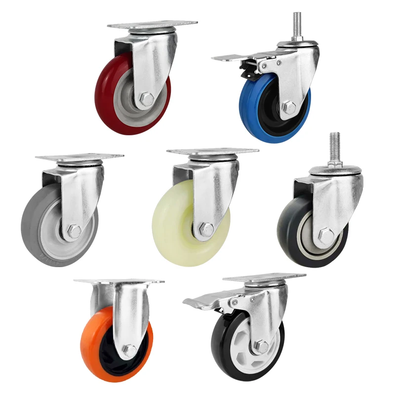 OEM&ODM caster manufacturer medium duty caster 3 4 5 inch fixed pvc pu nylon wheels casters for warehouse trolley