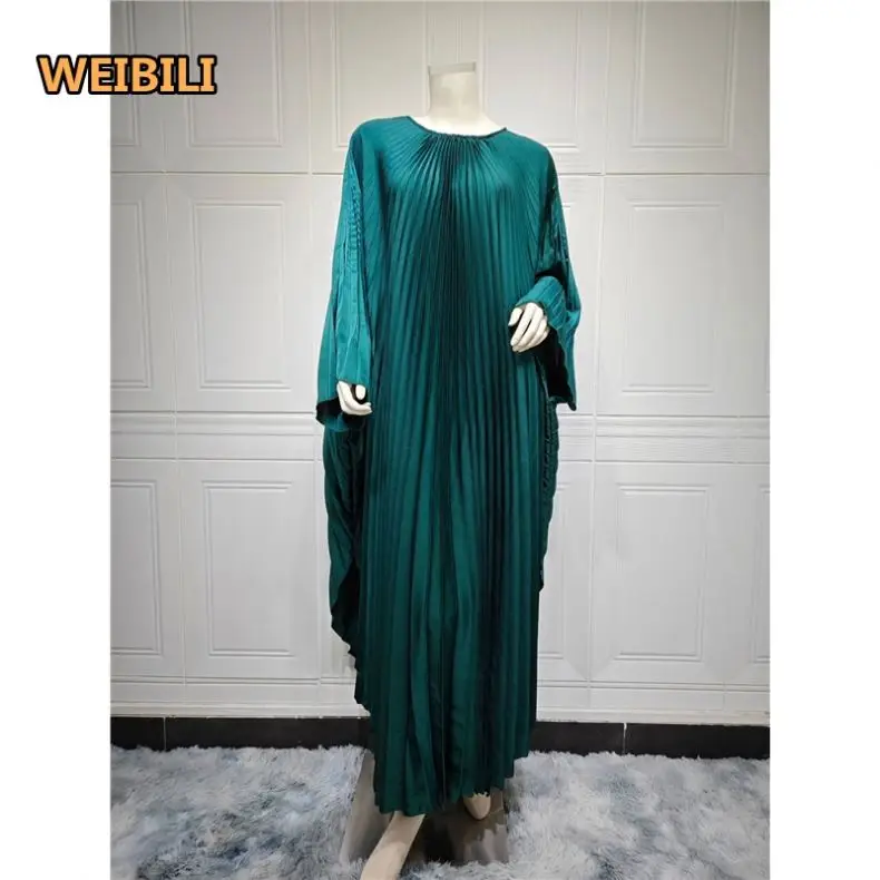 Abayas For 2 Wholesale Eid Modest Turkey Islamic Wasted Batwing Sleeve Pleated Abaya Luxury Women Muslim Dress Abaya Dubai 2024