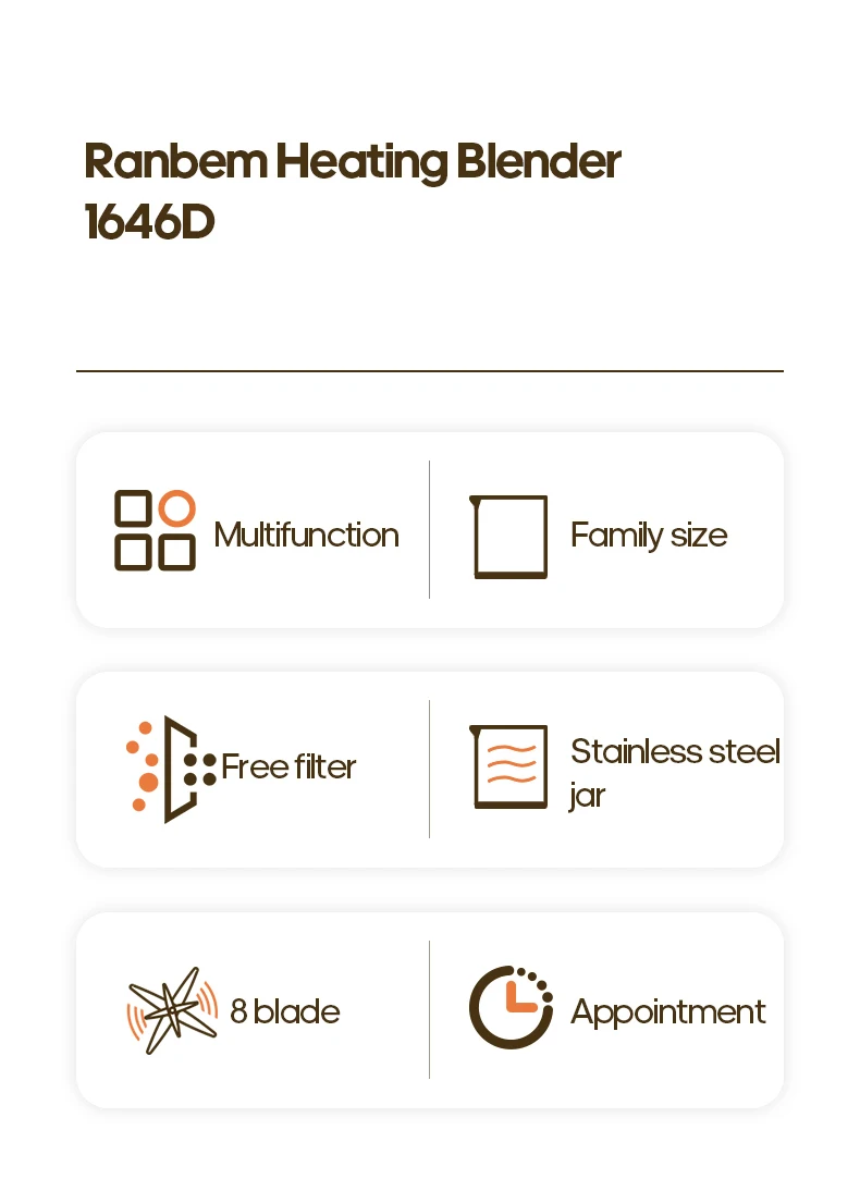 New Design 1300ml Electric Soup Blender Food Maker Heating Blender Nut Milk Soymilk Maker