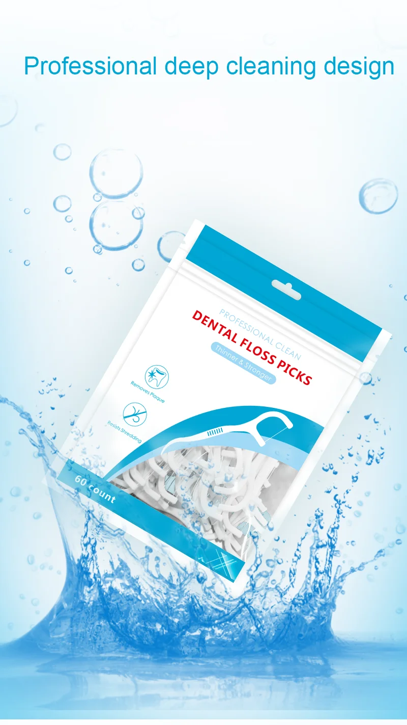 Factory Supply Dental Floss Picks by 60 pcs one Pack Non-Slip Design Floss Picks for Home Use