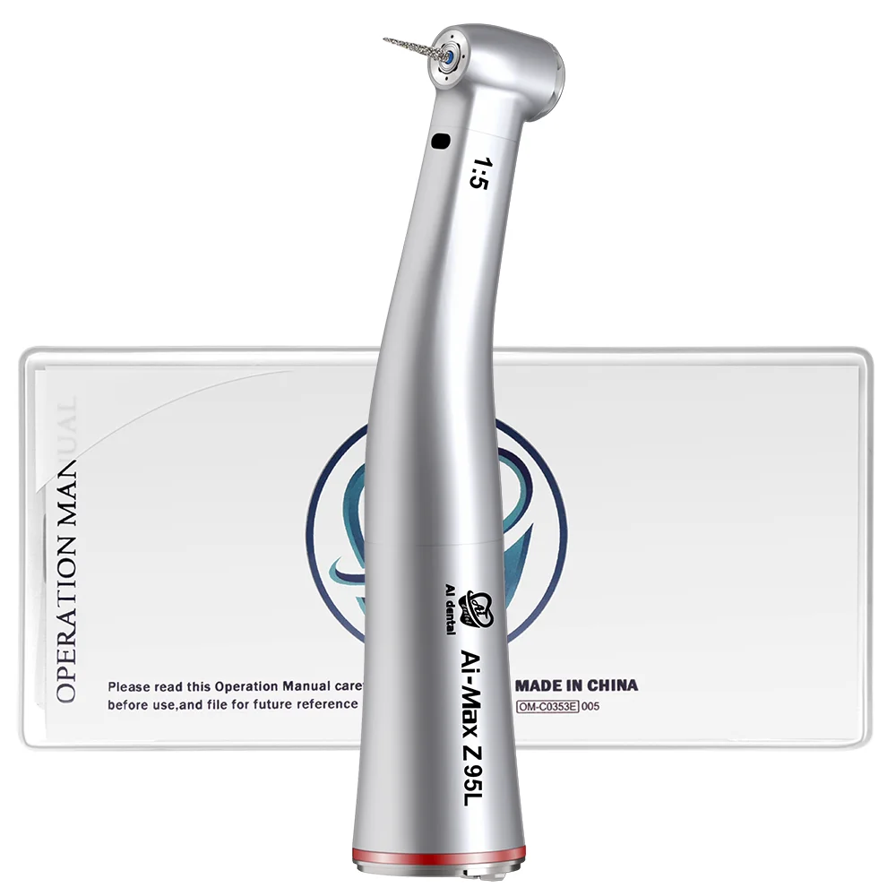 Z95L Fiber Optical Dental Contra Angle 1:5 Increasing Speed Handpiece with Internal Water Spray Red Ring for FG Burs Top Quality