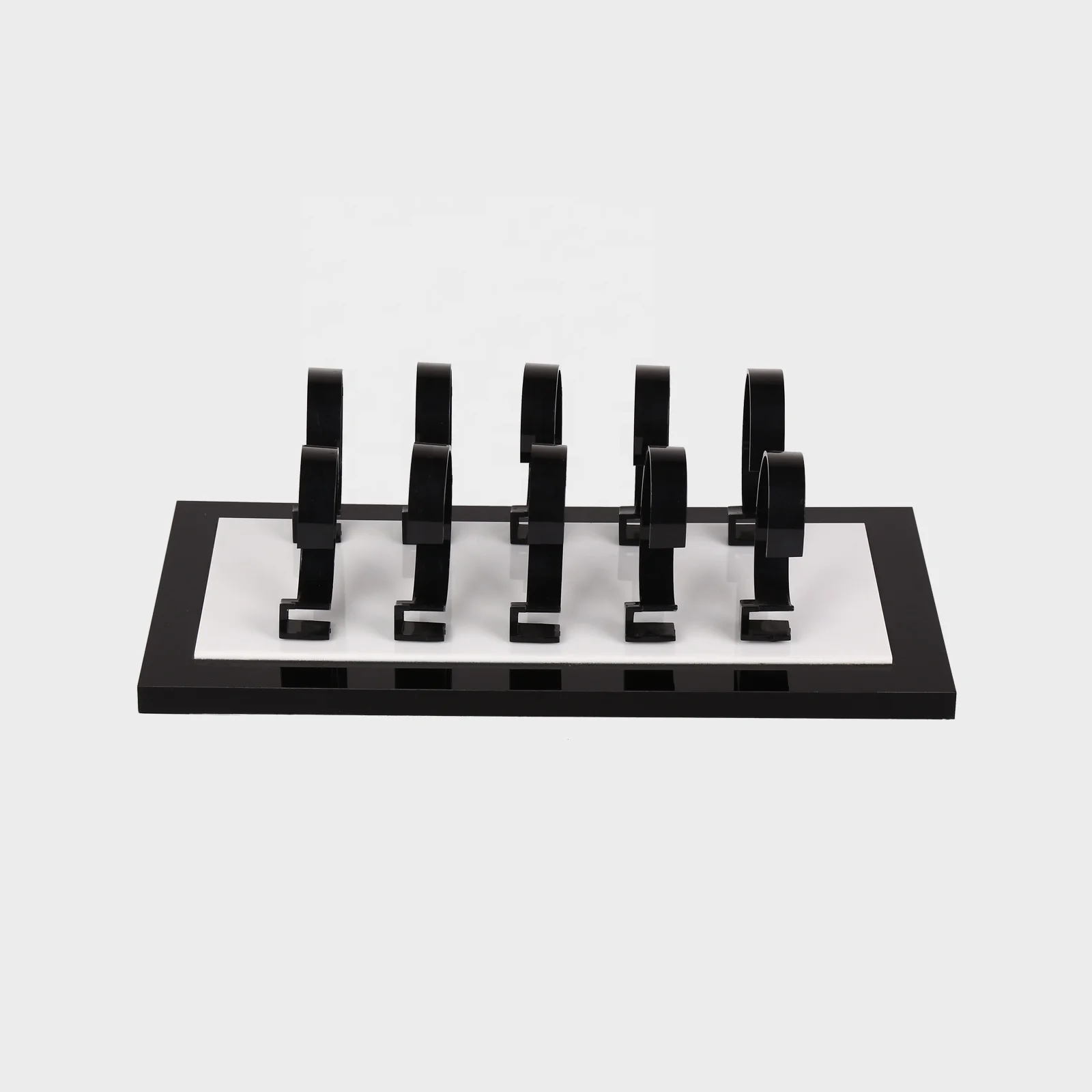Factory Wholesale  Modern Acrylic Black 10 Bit Jewelry Stand Bracelet Watch Display Rack Hot Sale C-Ring Design