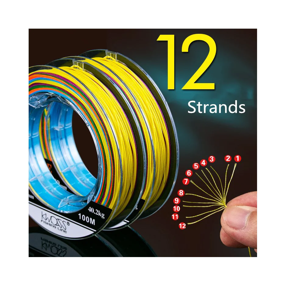
Abrasion Resistance Strong Strength Colorful 100m 12 Strands Braided PE Fishing Line for Outdoor Activities 