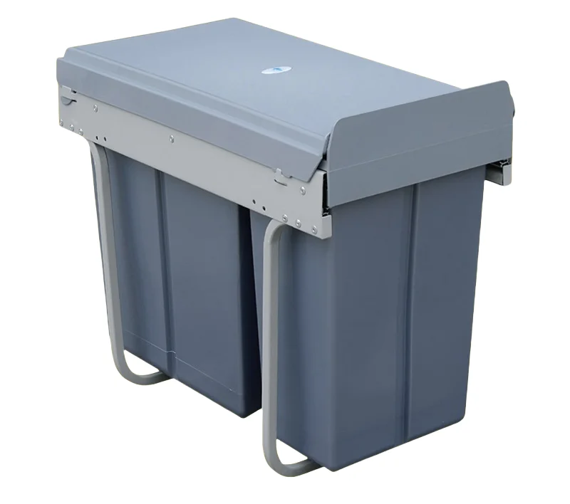 Pull Out Built In Recycling Waste Kitchen Sustainable Rectangular Plastic Cabinet Bucket Damping Buffer Garbage Trash Bin