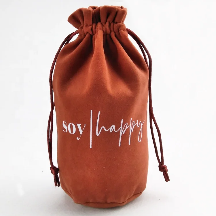 high quality bottle suede velvet packing  bag with round bottom
