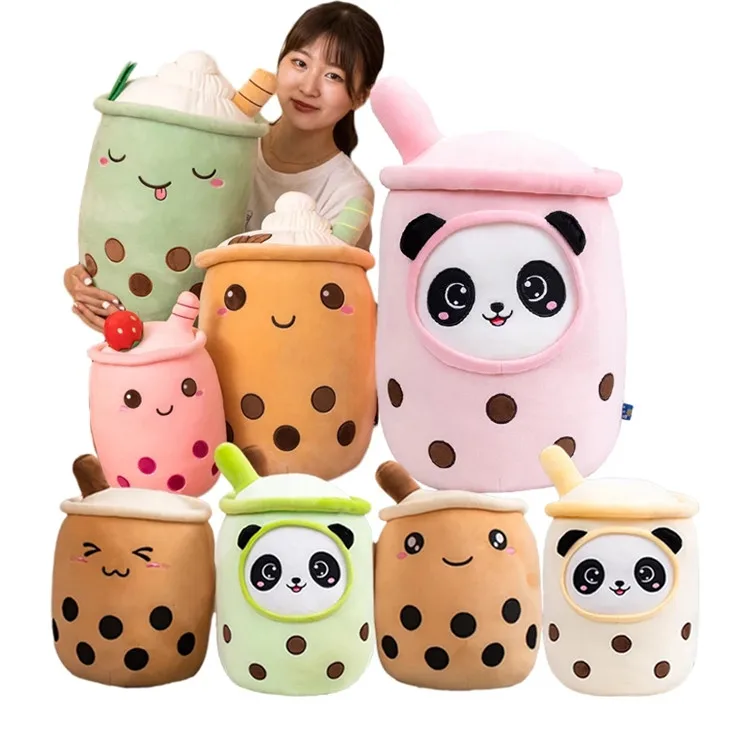 Custom Soft Toys Kids Plush Milk Tea cup Boba Plush Toy Stuffed Large Plush Bubble Tea Plushie Pillow