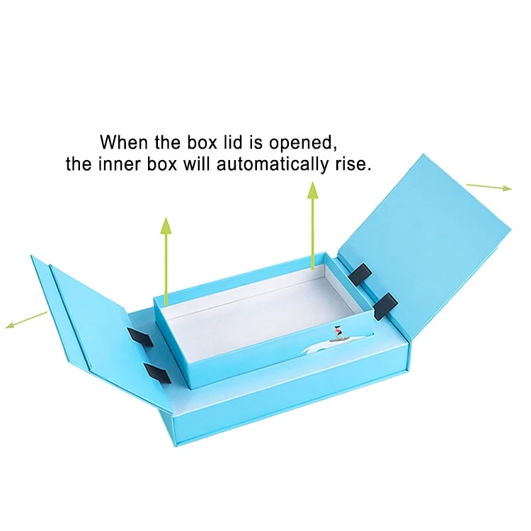Creative flip lid inner box automatic lifting double door gift paper box