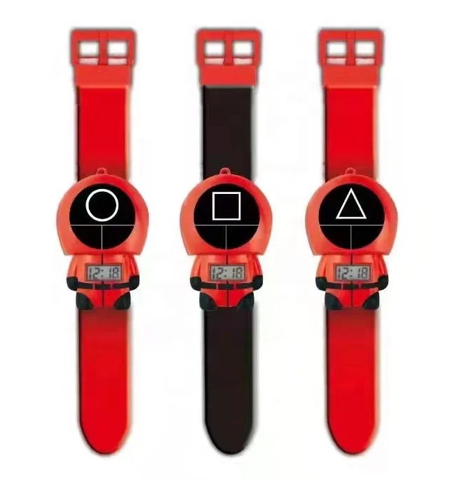 Хэллоуин Рождество Детские подарки игра кальмар Часы игрушки корейский Забавный мультяшный кальмар игра кальмар