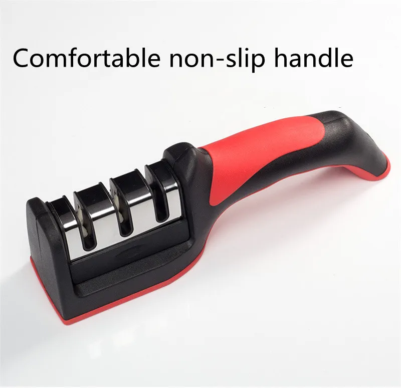 Manual Quick Kitchen Knife Sharpener Professional 3 stages Sharpening Stone With Non slip Rubber