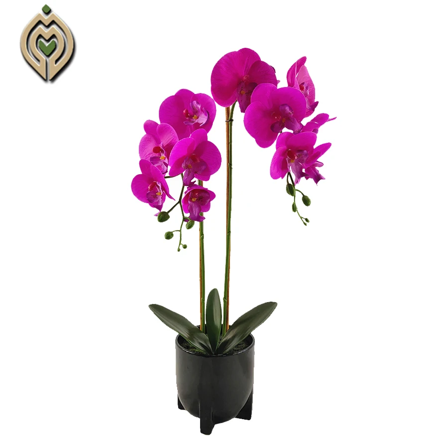 Artificial simulation colorful Orchid Flower plants with pot decorative Butterfly Phalaenopsi Orchid greenery