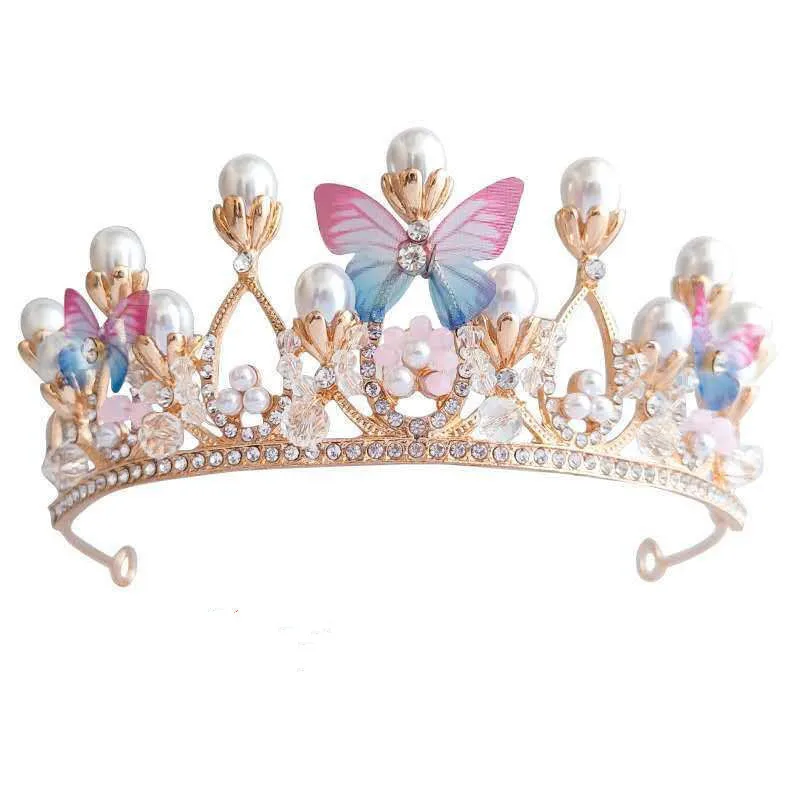 Rhinestone butterfly Tiara Designer Sweet Wedding Bridal Crown Hairband Hair Accessories for Women Girl Birthday Party