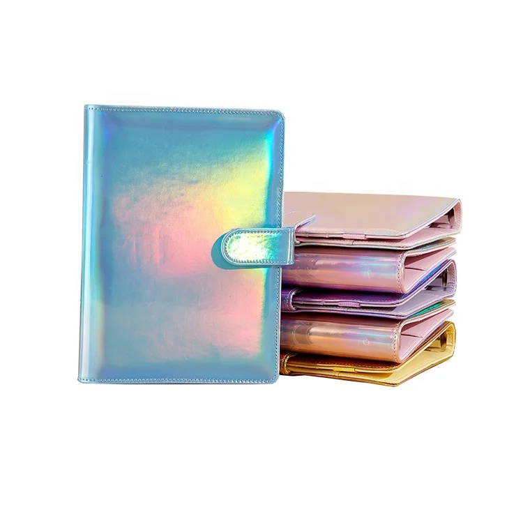 A5 size laser effect  PVC waterproof cover 6 rings binder loose-leaf binding accept customized