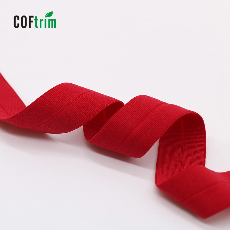 
Stock Knitted Elastic Nylon colorful webbing fold over elastic tape stretch elastic ribbon binding tape for down jacket 