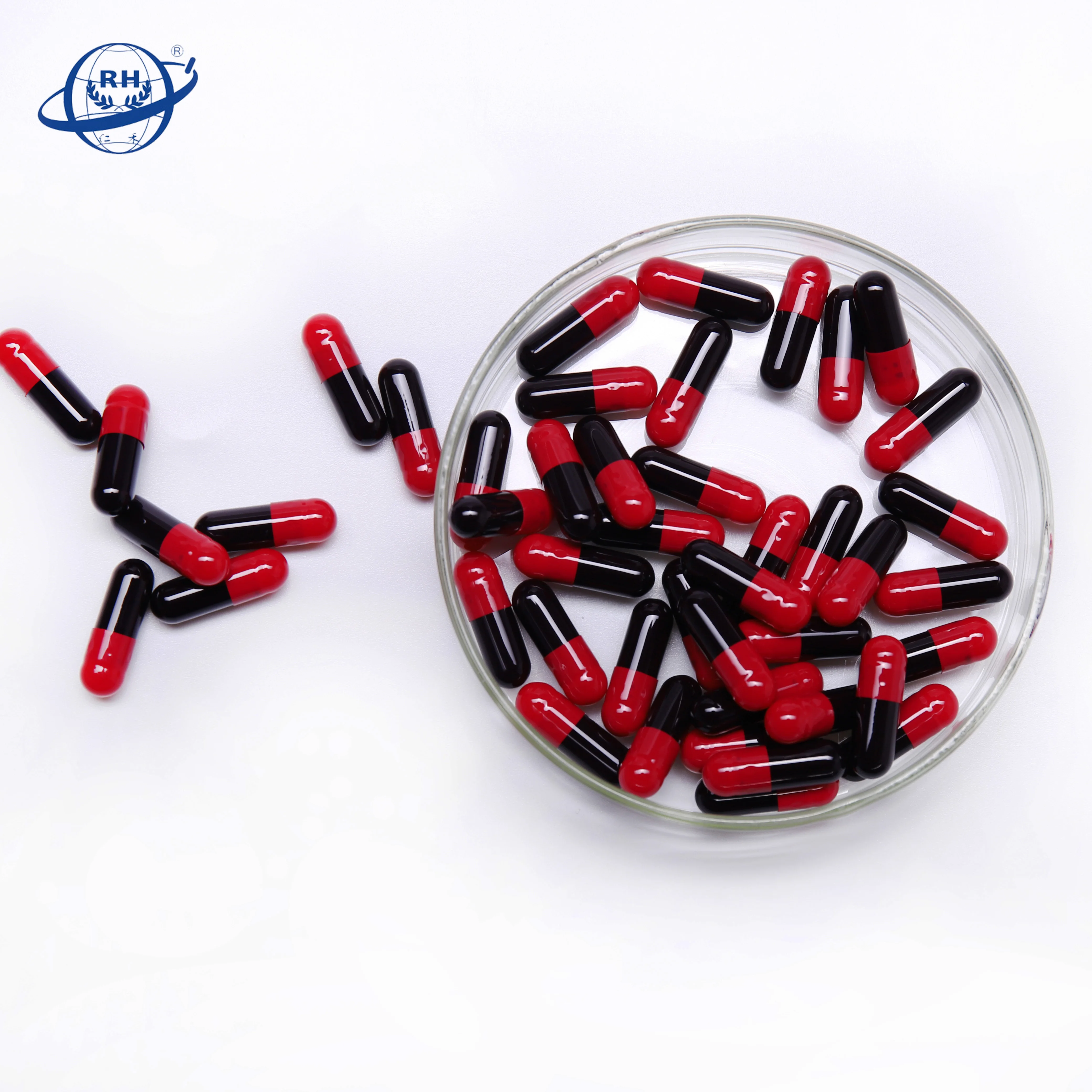 Good reputation Biodegradable empty hard vegetable capsules shell  different color empty vegan HPMC capsule red-black