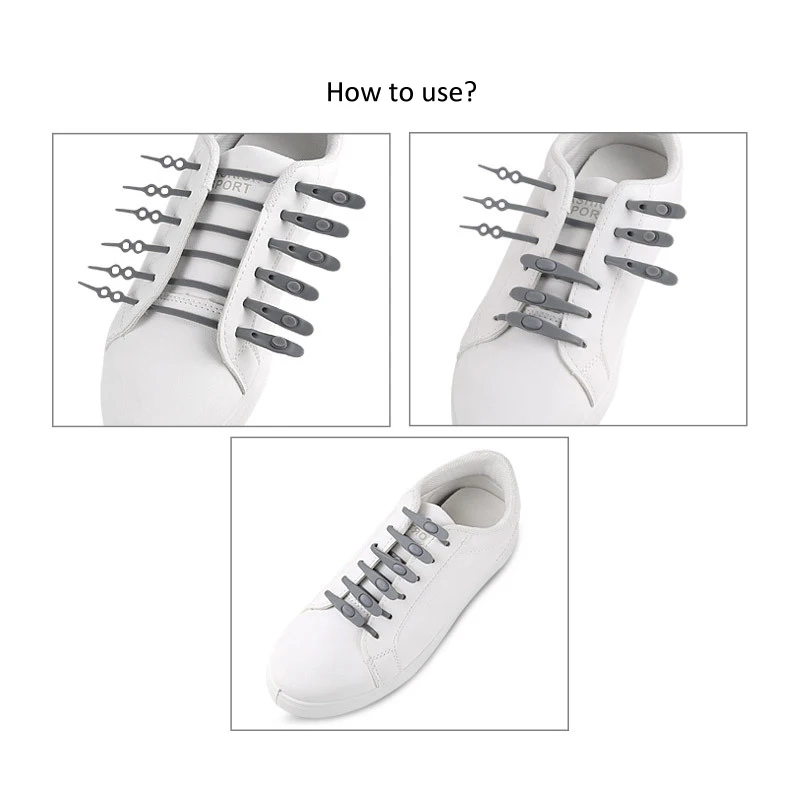 unisex flexible silicone no tie cute elastic trendy shoe laces white for shoes