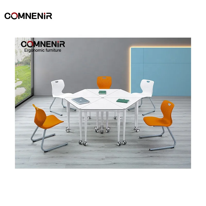 Modern School Classroom Furniture-Collaborative Study Tables and Chairs Versatile Layouts for Study Room Use