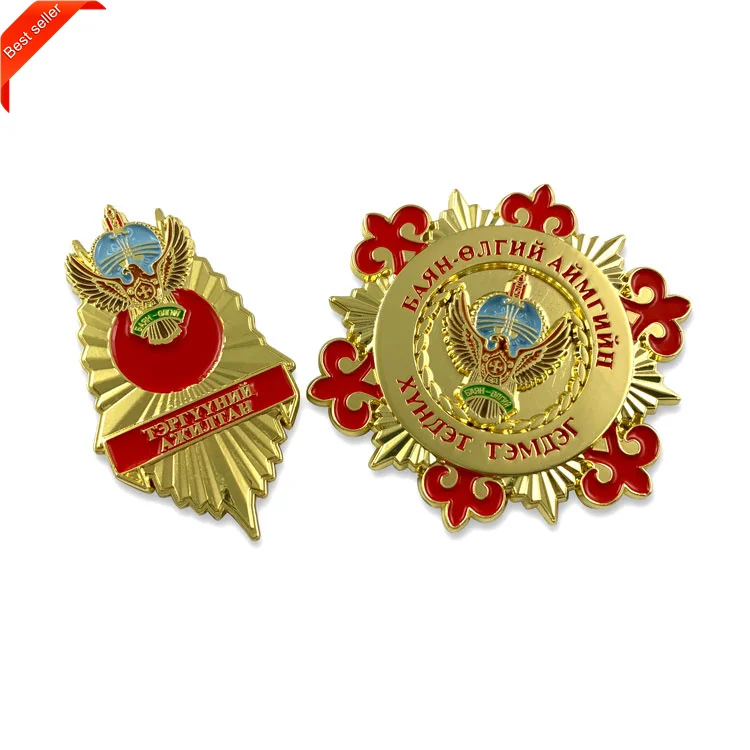 High Quality Customized Gold-plated 3D Design Zinc Alloy Sports Medal Honor Guard Army Lapel Pins Security Badge