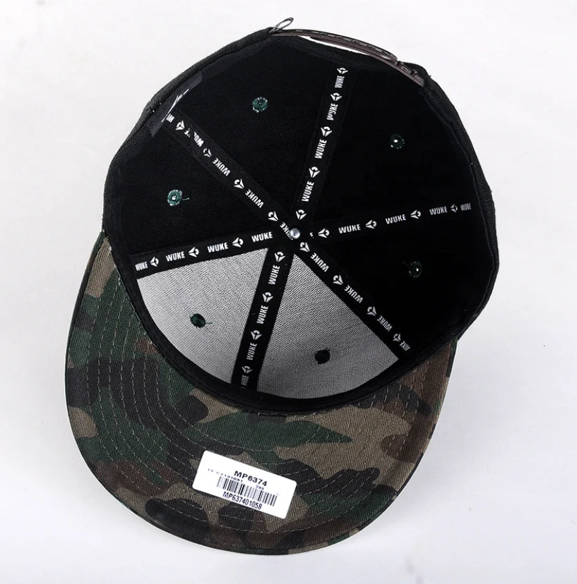 Cheap 6 panel camo gorra snapback cap logo hip hop cap
