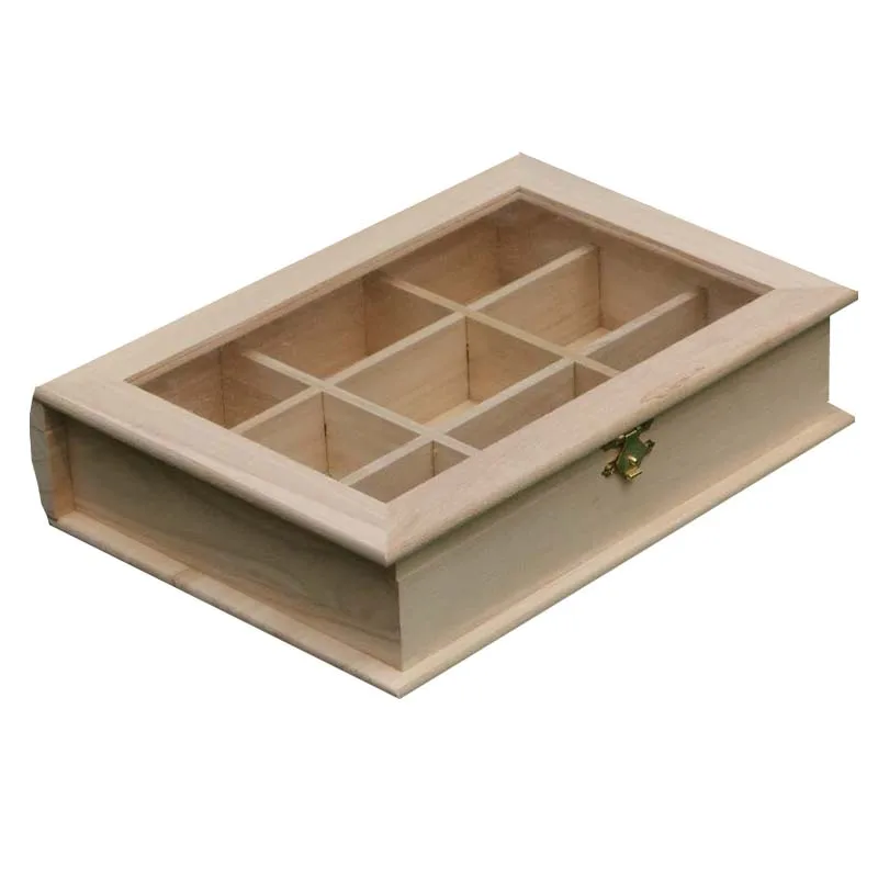 Wooden gift box pine wood tea bags storage box