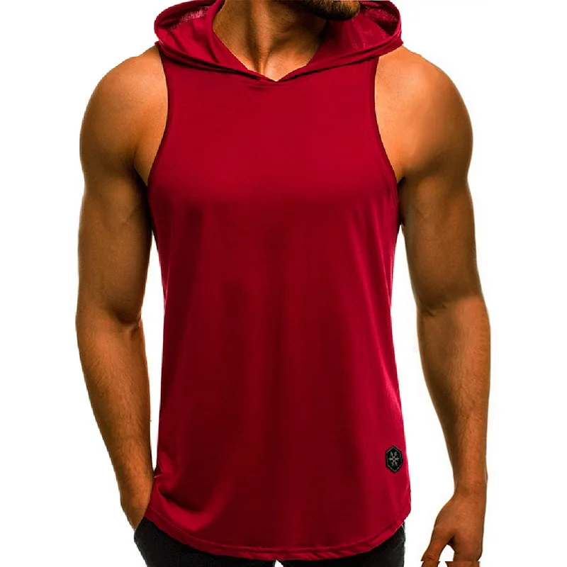Hooded Tank Tops Hoodie Sleeveless Tops Male Bodybuilding Workout Tank Top Muscle