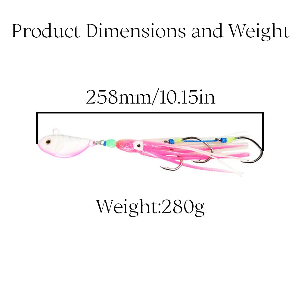 High quality customized colors tungsten sinker fishing ball Jigs head 280g with silicon octopus skirt fishing lures