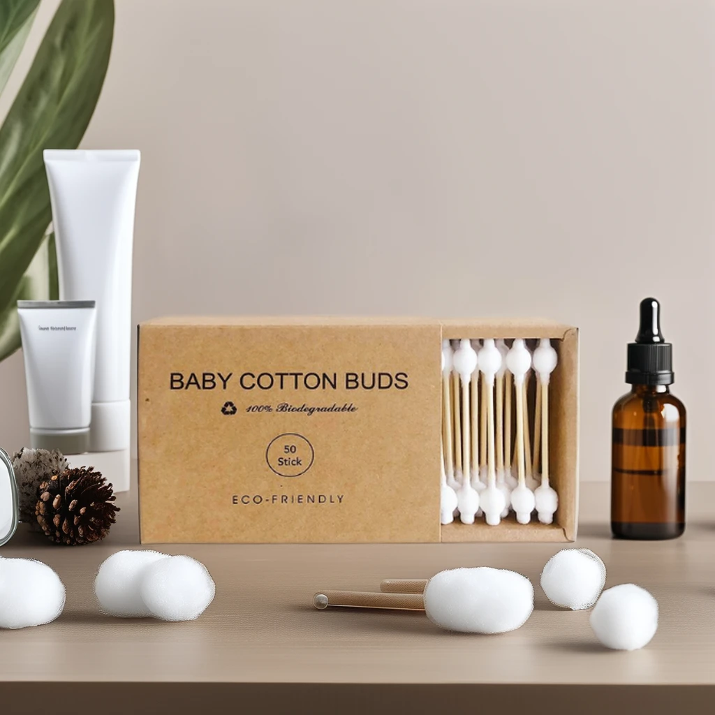High Quality Bamboo Cotton Swab Double Tips with Square Box Premium Cotton Buds for baby Safe size
