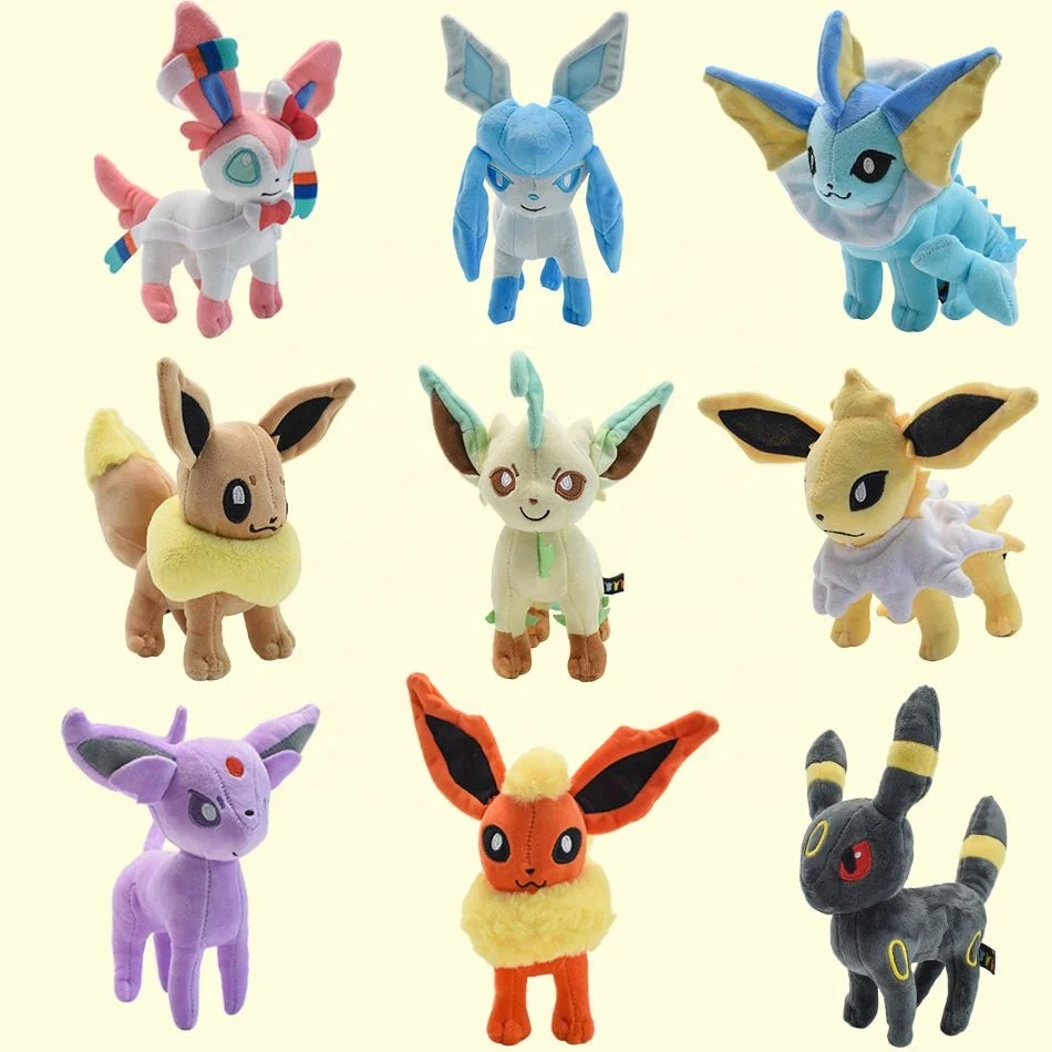 Hot Selling Classical Cartoon 8' Cute Pokemon Stuffed Animal Plush Figure Toy Eevee Plush Doll Toys with Hanging Tag