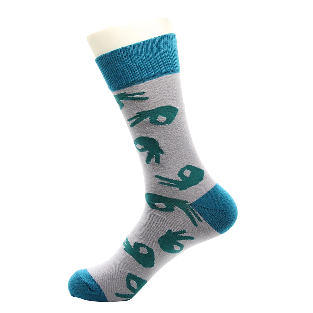 custom 100% cotton boot socks print free mockup okay icon funny patterned men socks 2021 novelty socks
