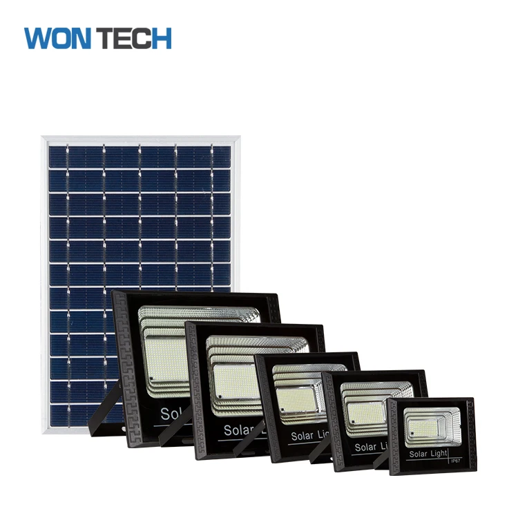 Wontech Wholesale Factory Direct ABS Remote Control 25w 40w 60w 100w 200w LED Solar Flood Light