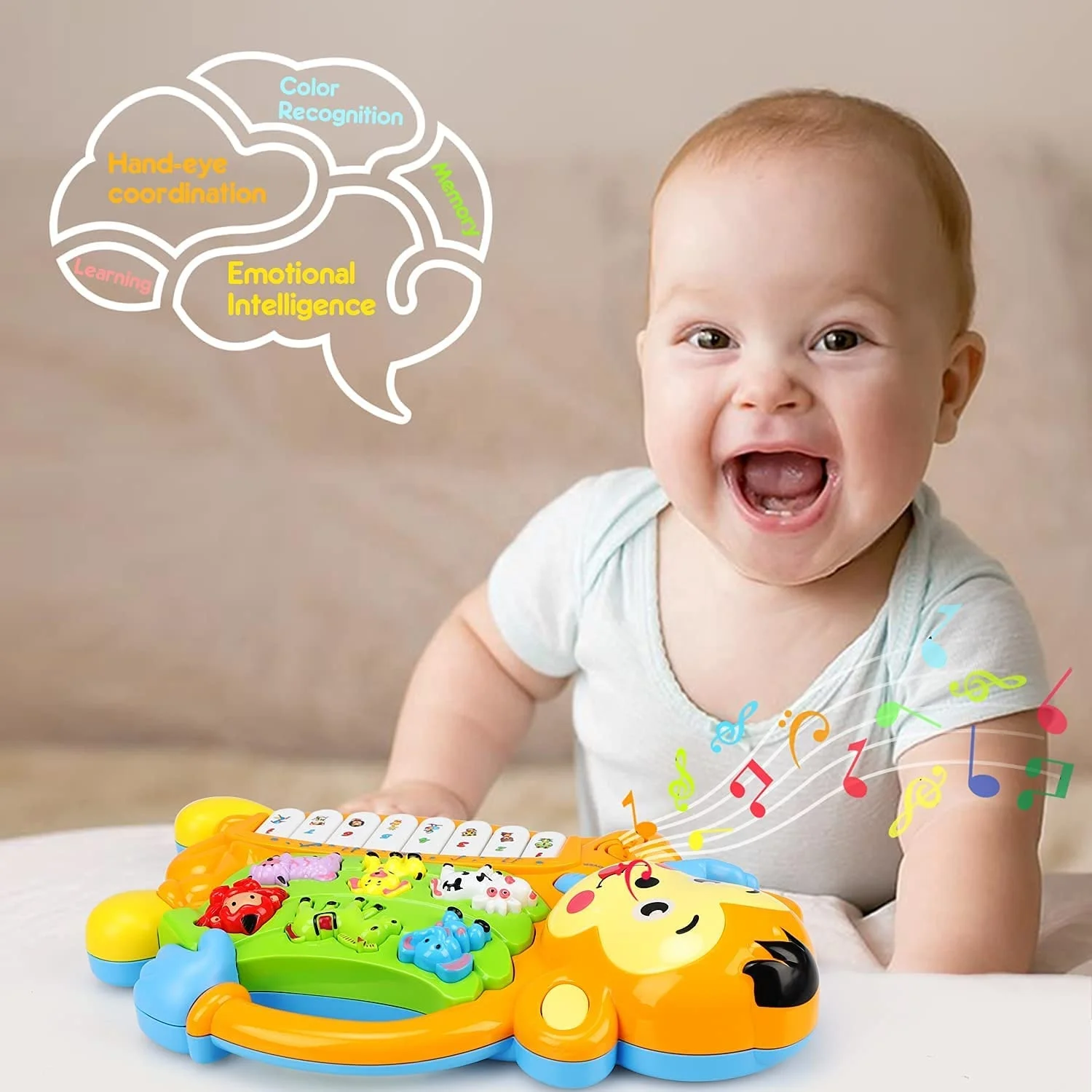 DADI OEM&ODM Cute Cartoon Animal Monkey Electric Piano Plastic Toys Baby Piano Keyboard Toy For Kids