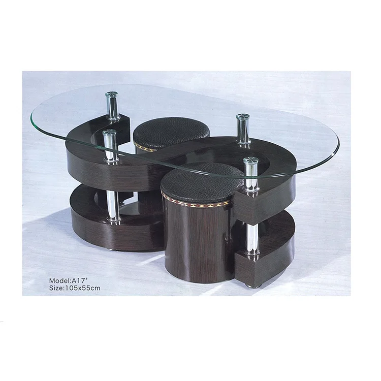 Customized Modern Living Room Furniture Creative Round Rectangle Glass Countertop Coffee Table Set