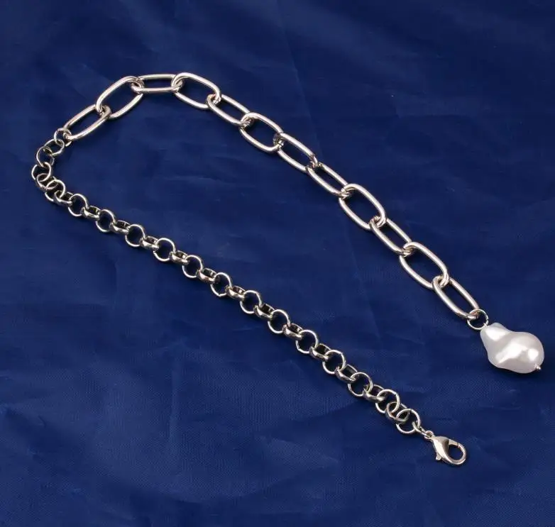 2021 Newest Style Baroque Style Copper Heart Punk Style Two-piece Set Punk  Pearl Necklace