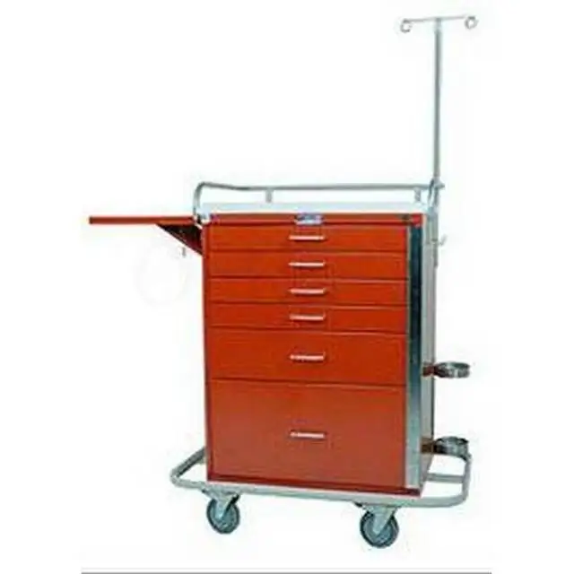 Hospital Operating Room Metal Crash Cart Nurse Stainless  Steel Clinic Trolley with Handrail Treatment Mobile Cart