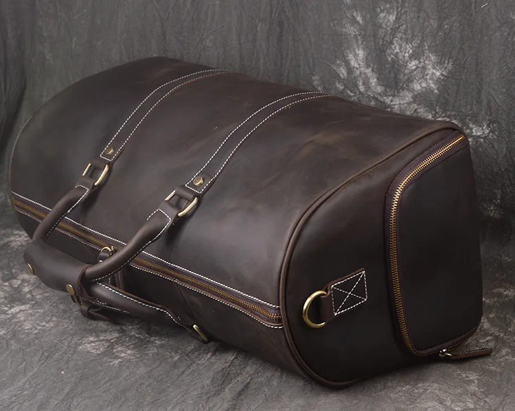 Full Grain Leather Travel Overnight Weekend Sports Gym Carry On Bag Handmade Custom Leather Duffel Bags For Men And Women