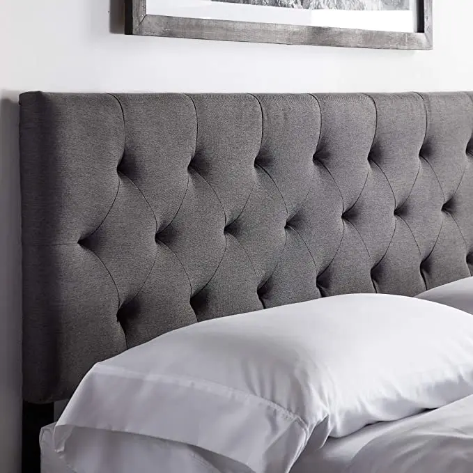 Modern Hotel Bed Upholstered Headboard-Adjustable Height  King Queen Size Double Bed Base Frame for Bedroom Furnitur