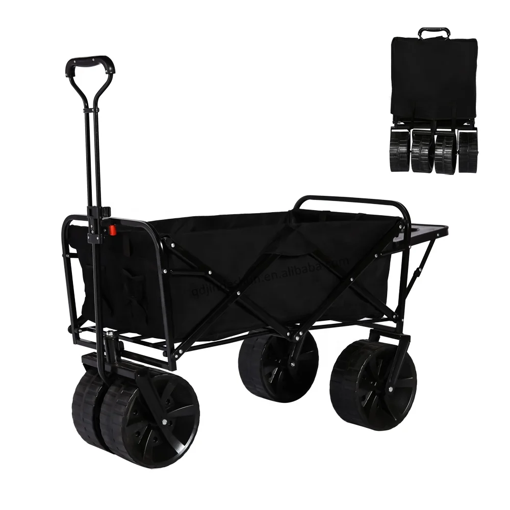 KINDE Collapsible Folding Wagon Beach Cart With All-Terrain Wheels Suit for Shopping, Beach and Camping