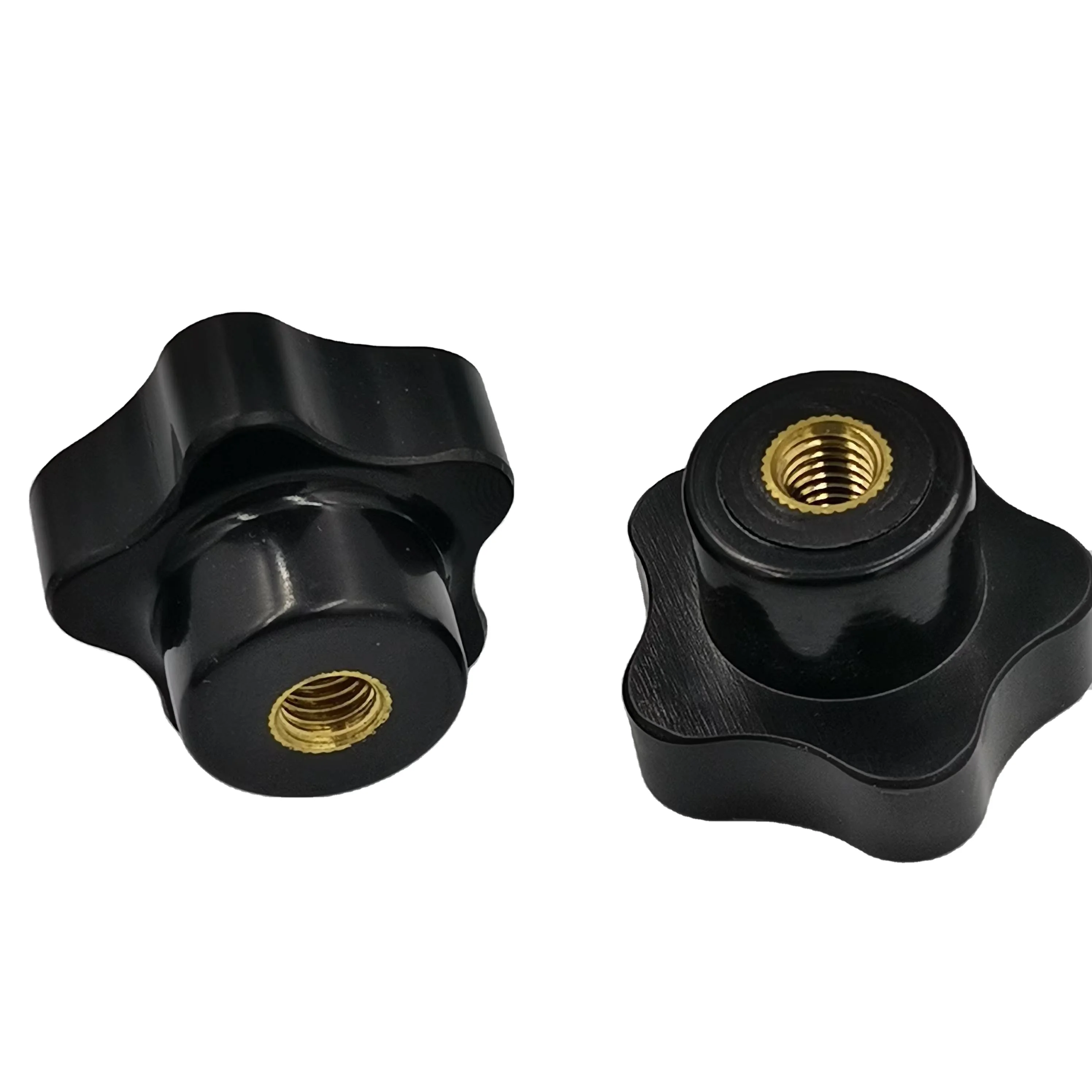 Factory price fastenings nut insert brass thread/steel screw plastic handle  Bakelite clamping lobe star knob
