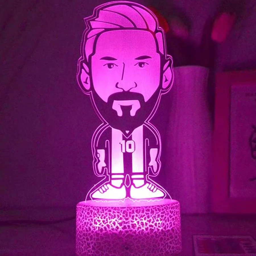 Soccer star Messi C Ronaldo around hand decoration smart color changing 3D night light game atmosphere lights