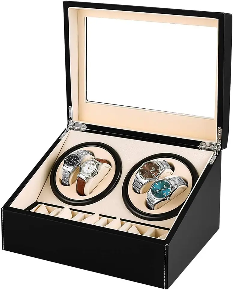 2024 New Style Customize Logo Hot Sale New Designs Watch Winder Box With Clear Glass Windows