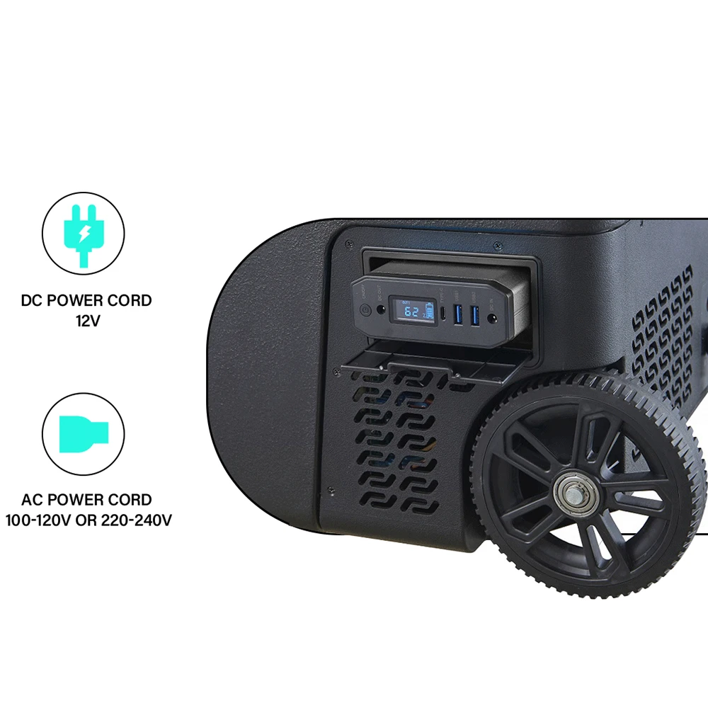 12 Volt 12v 24v 75l/95 Dual-Zone Dual-Temperature Rechargeable Charge Fridge Portable Car Refrigerator For Camping With Battery