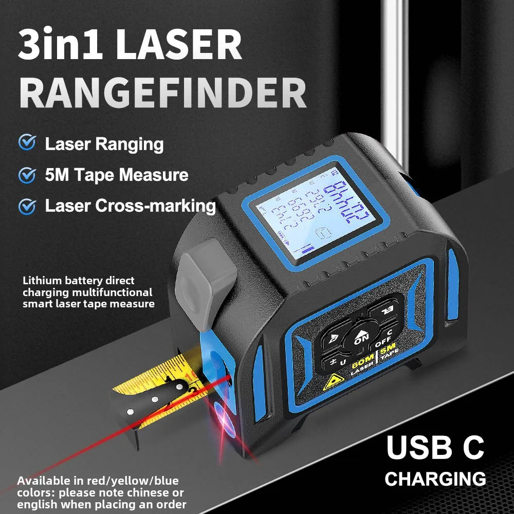Multifunctional Intelligent Laser Distance Meter Tape Measure Instrument with Ruler Function