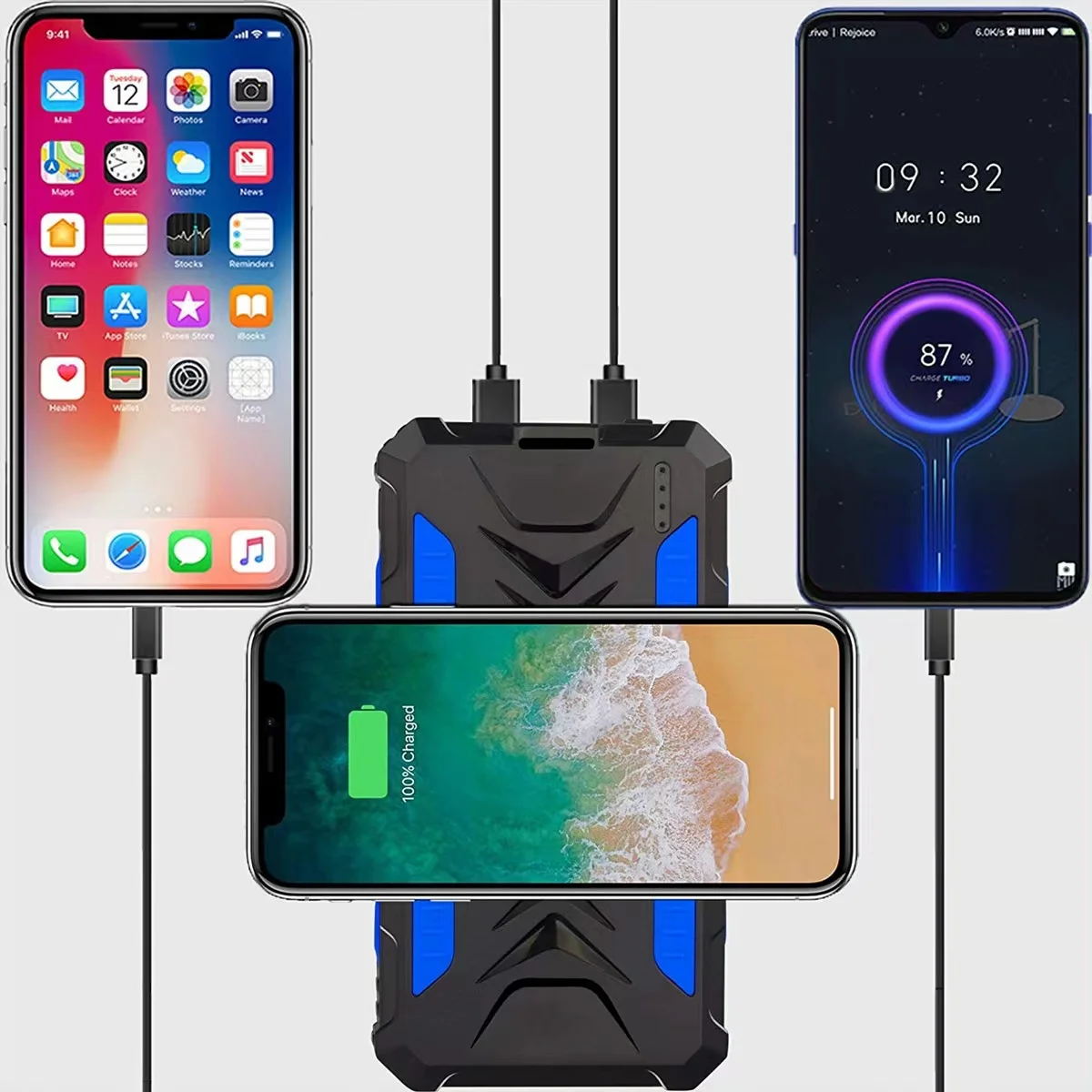 Camping Hiking 36000mah Solar Panel Charger Power Pover Bank 18W Dual USB Wireless Magsafe Powerbank with Strong LED Light