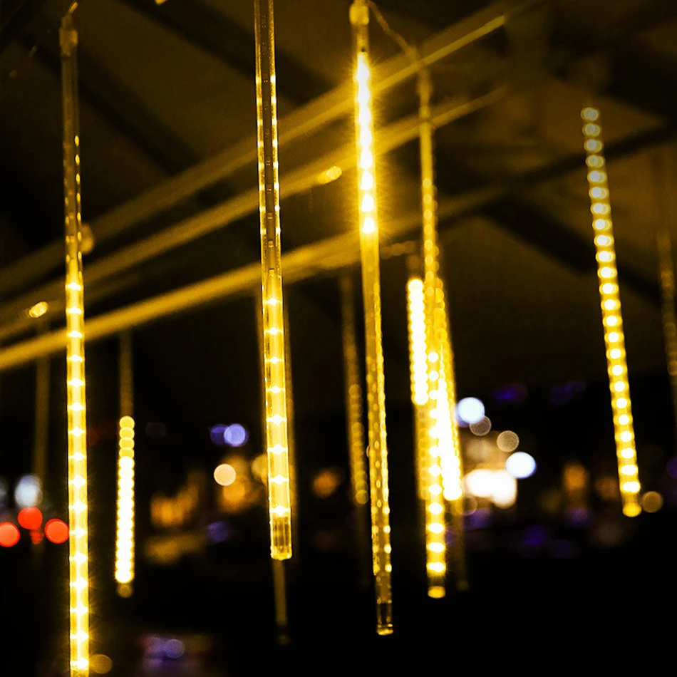 Waterproof EU Plug Garland 8 Tubes LED Meteor Shower Rain string light Icicle Snowfall Xmas decoration